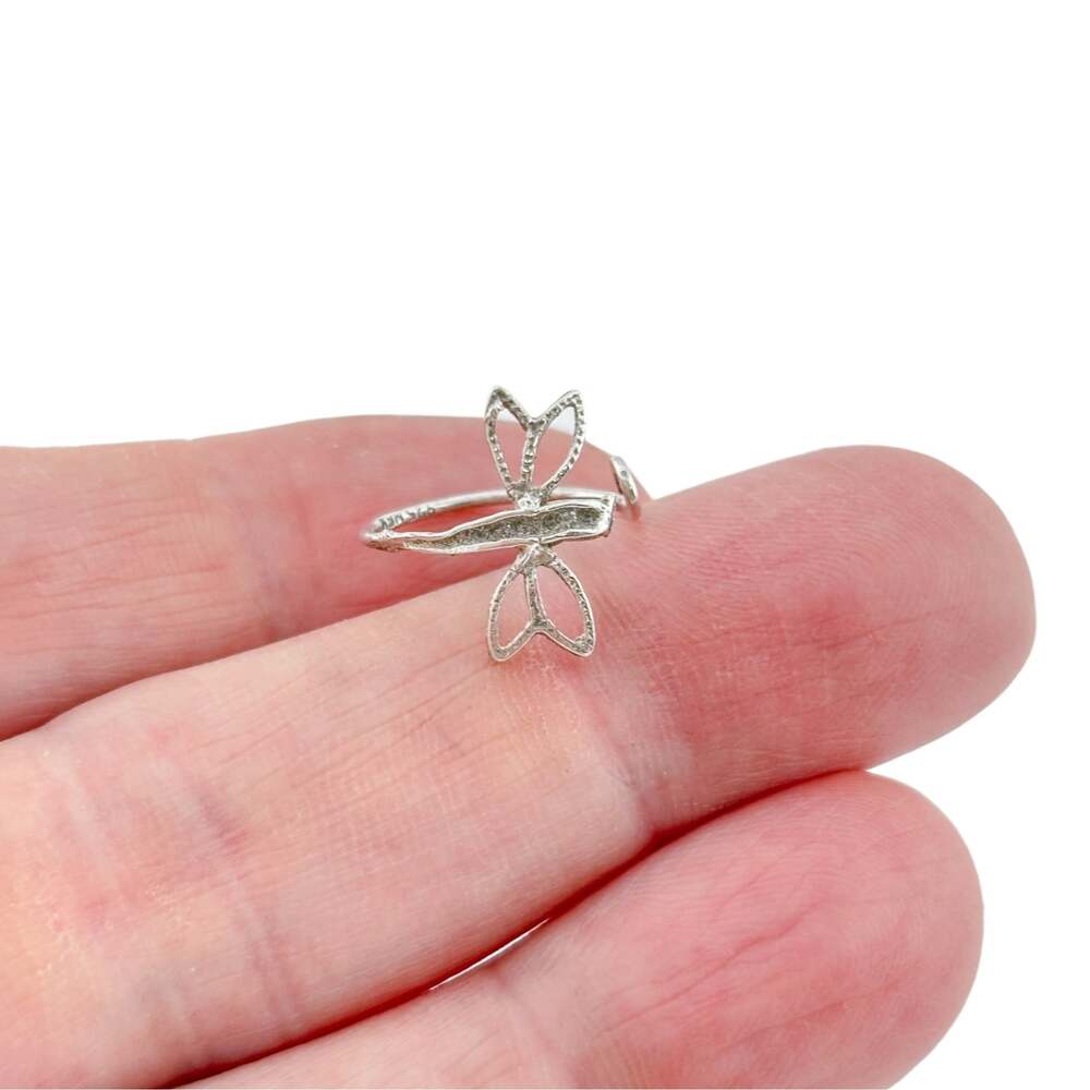 Vintage Mexican Sterling Silver 925 Openwork Dragonfly Ring Size 3
